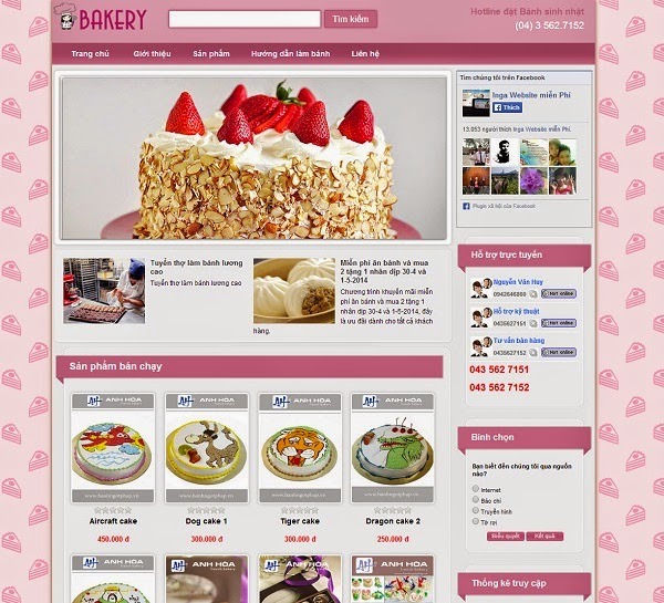 Thiết kế website bán bánh sinh nhật bánh gato bánh ngọt đẹp cao cấp