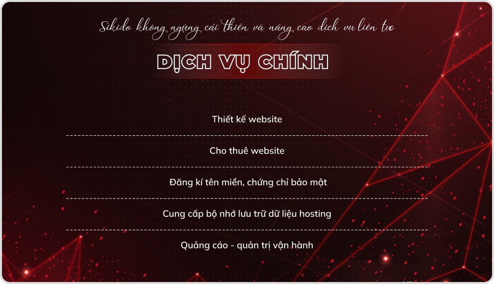 Dịch vụ chính của công ty Sikido